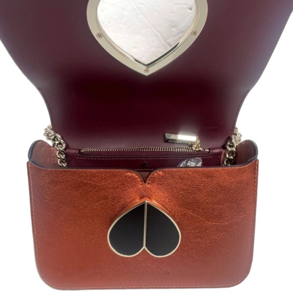 Kate Spade Nicola Leather Crossbody Leopard Shoulder Bag Metallic Copper Cheetah - Picture 15 of 16